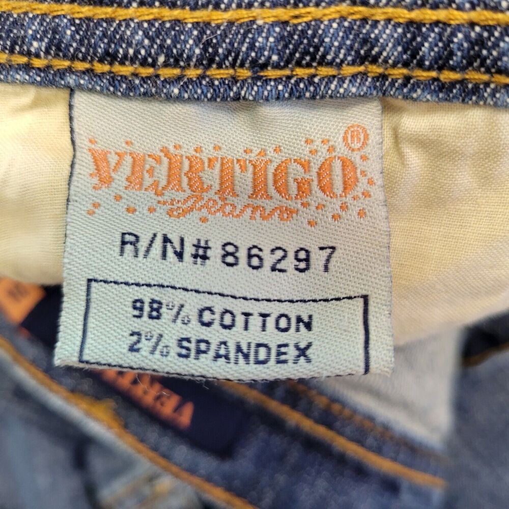 Vertigo‎ Womens Jeans Size 14 Straight Leg 36x33 Bling Rhinestones Vintage - Picture 8 of 8